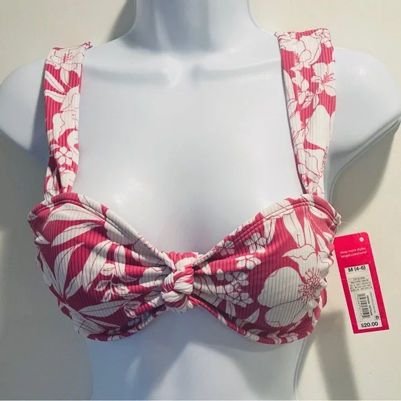 Xhilaration Juniors' Ribbed Knot-Front Bralette Bikini Top Medium Size - Picture 5 of 15